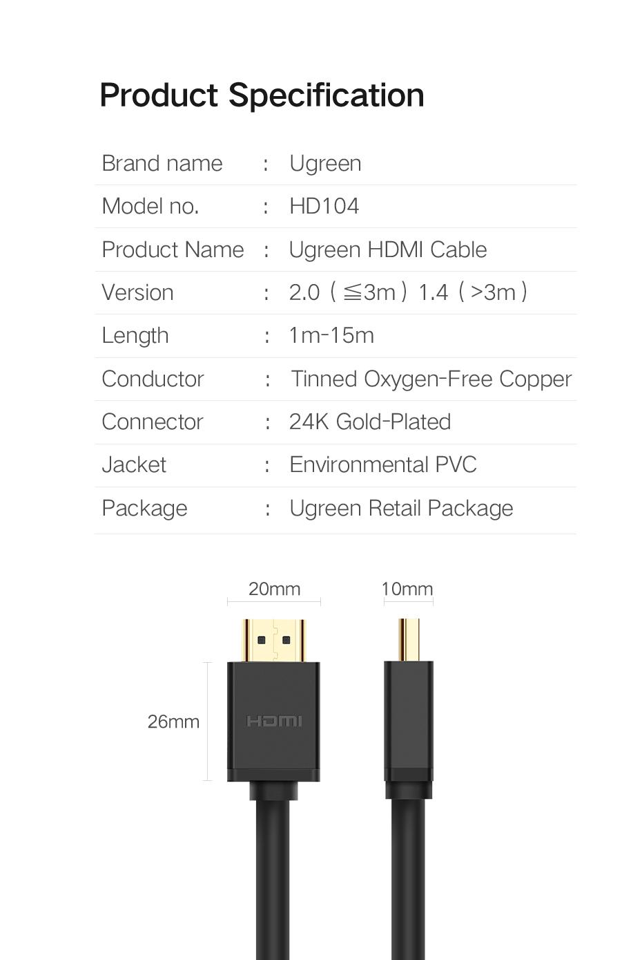 Headphone Splitter - UGREEN 1Meter HDMI Cable 4K HDMI 2.0 Male to Male High Speed HDMI Adapter - SHOPEE MALL | Sri Lanka