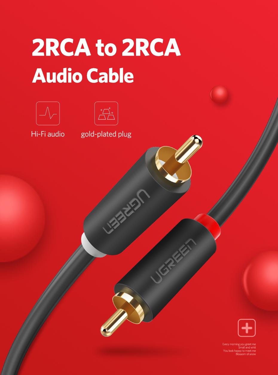 Headphone Splitter - UGREEN 2RCA to 2 RCA Male to Male Audio Cable Gold-Plated RCA Audio Cable (1M) - SHOPEE MALL | Sri Lanka