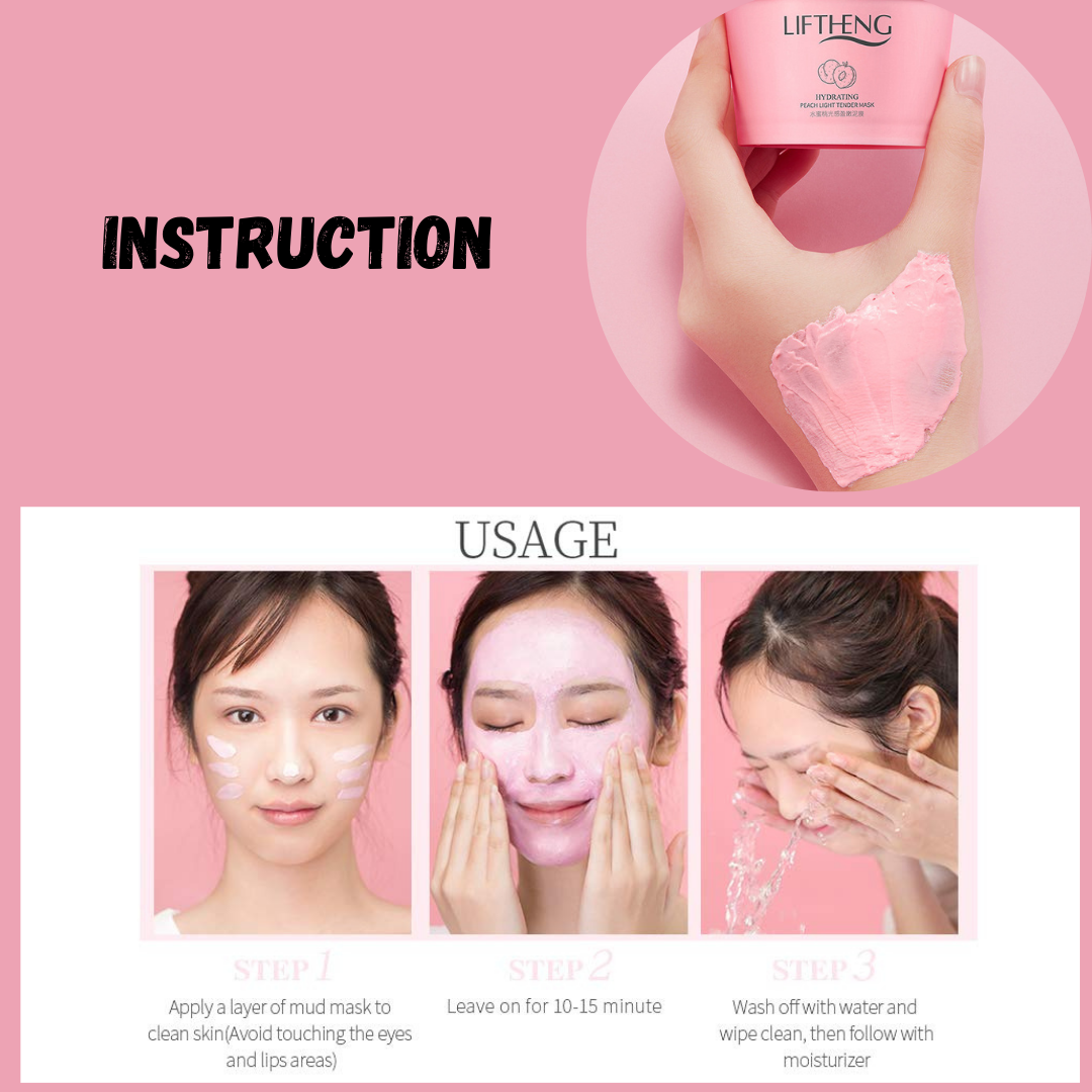 LIFTHENG Peach Moisturizing Clay Mask for Cleansing - 100g - SHOPPE.LK