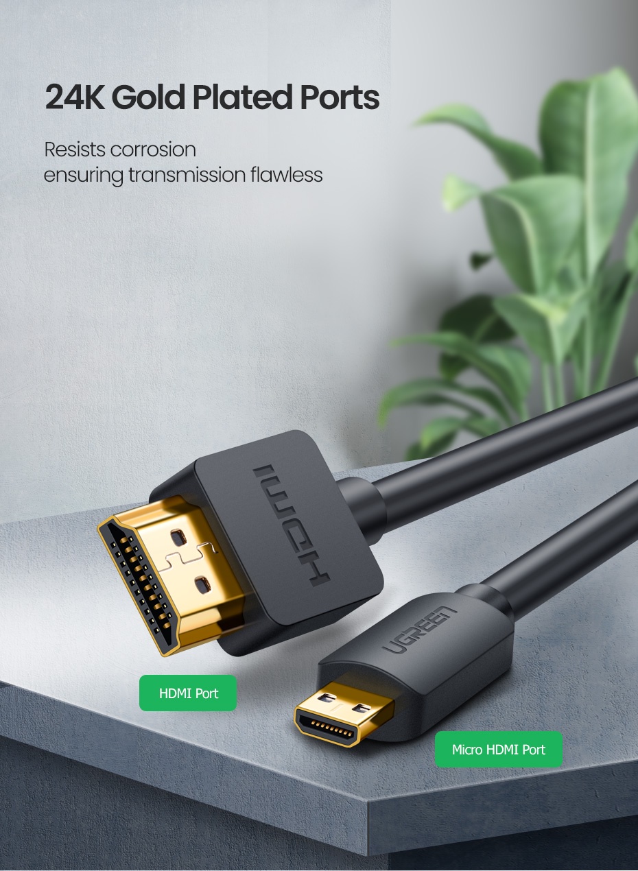 Micro HDMI to HDMI 4K - UGREEN Micro HDMI to HDMI 4K Cable 3D Adapter 1M - High Quality Video and Audio Transfer - SHOPEE MALL | Sri Lanka