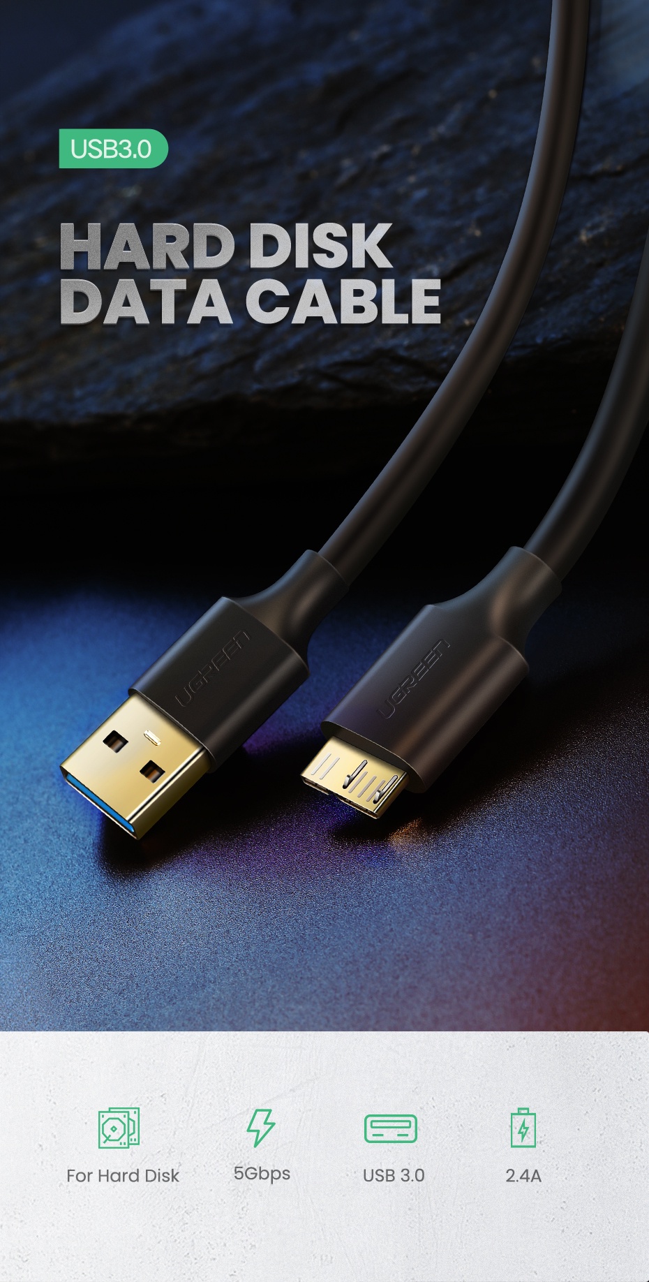 Printer Cable - UGREEN USB 3.0 Hard Disk Cable - Fast Data Transfer - SHOPEE MALL | Sri Lanka