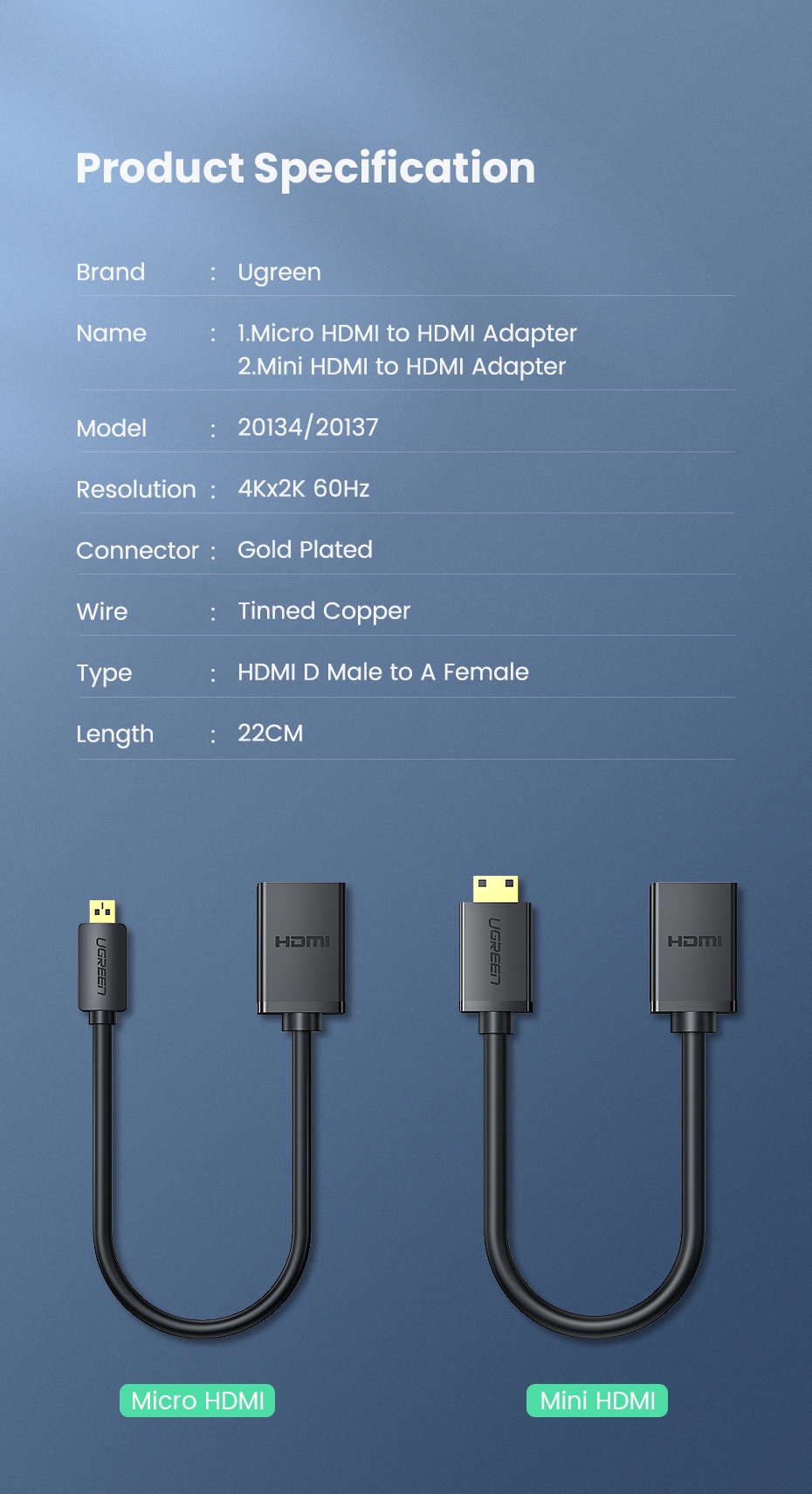 Micro HDMI to HDMI 4K - UGREEN Micro HDMI to HDMI Adapter Converter - SHOPEE MALL | Sri Lanka