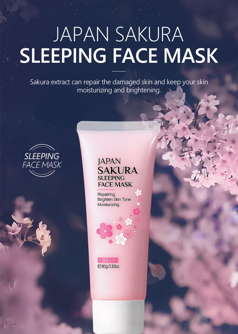 Nourishing LAIKOU Japan Sakura Sleeping Mask 80g - SHOPPE.LK