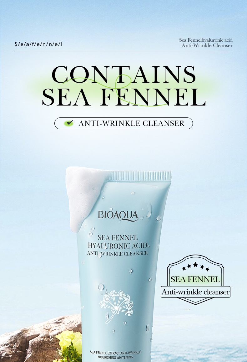 BIOAQUA Sea Fennel Hyaluronic acid Face wash Cleanser 100g - SHOPPE.LK