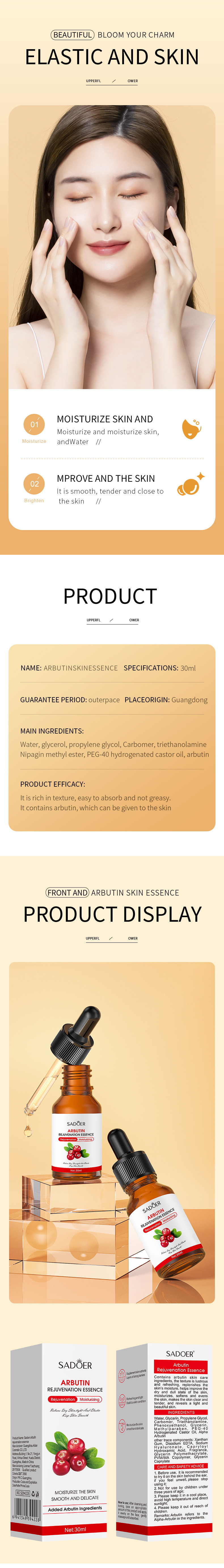 Arbutin Serum - Sadoer Arbutin Serum - Rejuvenating, Moisturizing, and Hydrating Skincare Solution - 30ml - SHOPEE MALL | Sri Lanka