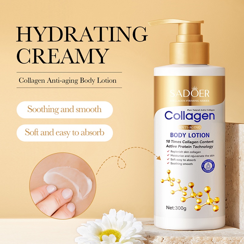 Coconut Oil Hand Cream - SADOER Collagen Body Lotion for Hydrating and Brightening - 300g - SHOPEE MALL | Sri Lanka