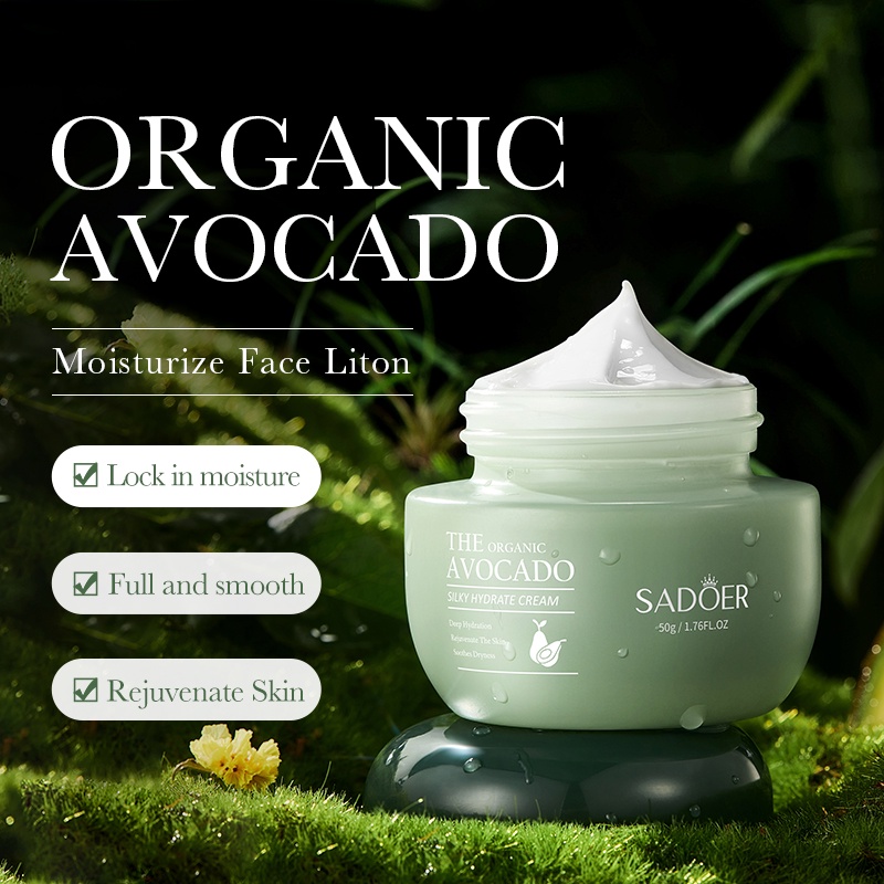 SADOER Organic Avocado Face Cream for Anti-Wrinkle, Hydrating Smooth Skin – 50g - SHOPPE.LK