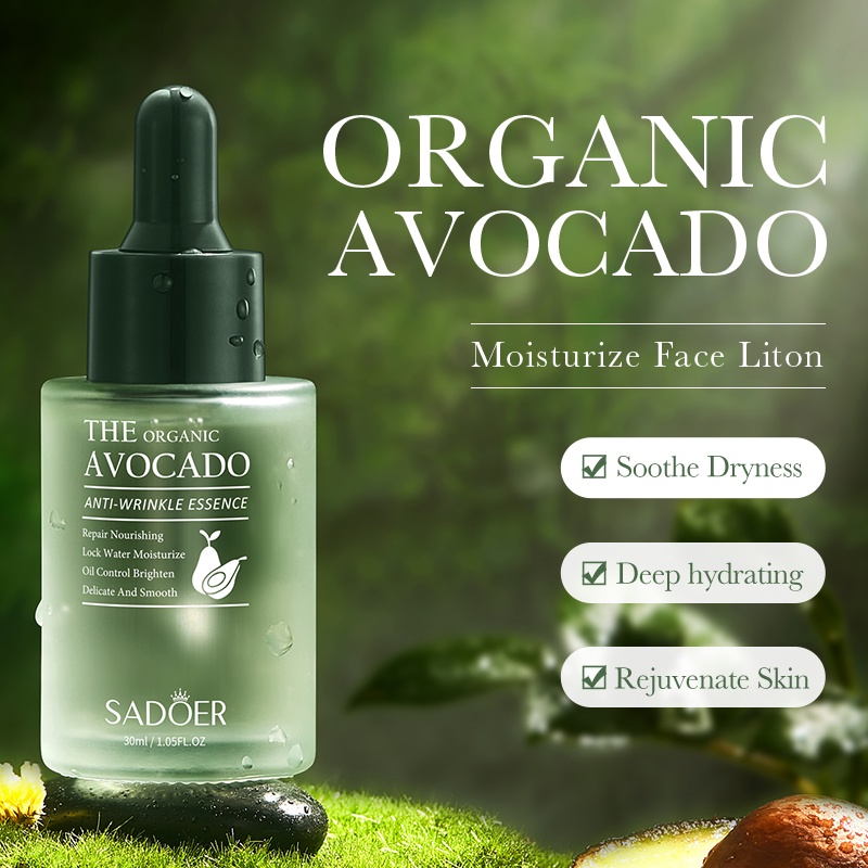 SADOER Organic Avocado Face Serum - For a Nourishing and Hydrating Skin - 30g - SHOPPE.LK