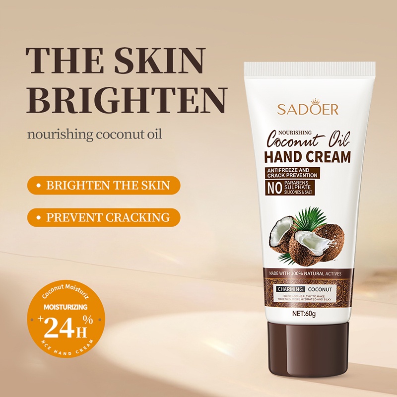 Essential Oil - Nourishing Coconut Oil Hand Cream - Moisturizing & Protective - 60g - SHOPEE MALL | Sri Lanka